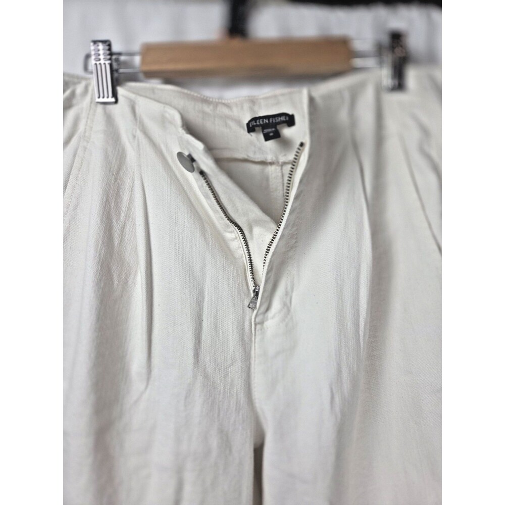Eileen Fisher Women's 10 Organic Cotton Stretch Straight Leg Ankle Pants Ivory - Picture 7 of 10